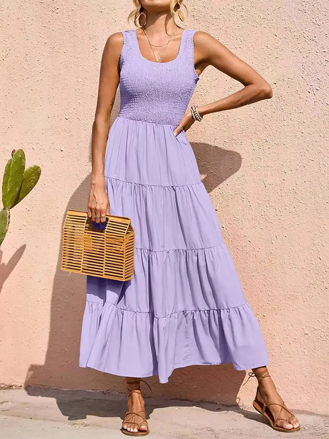 Trendy Ruffled Sleeveless Maxi Dress