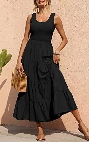 Trendy Ruffled Sleeveless Maxi Dress