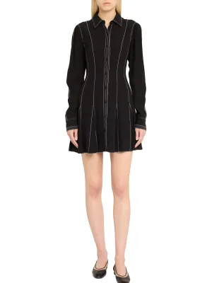 Ulla Johnson Roanne Topstitched Button-Front Mini Dress