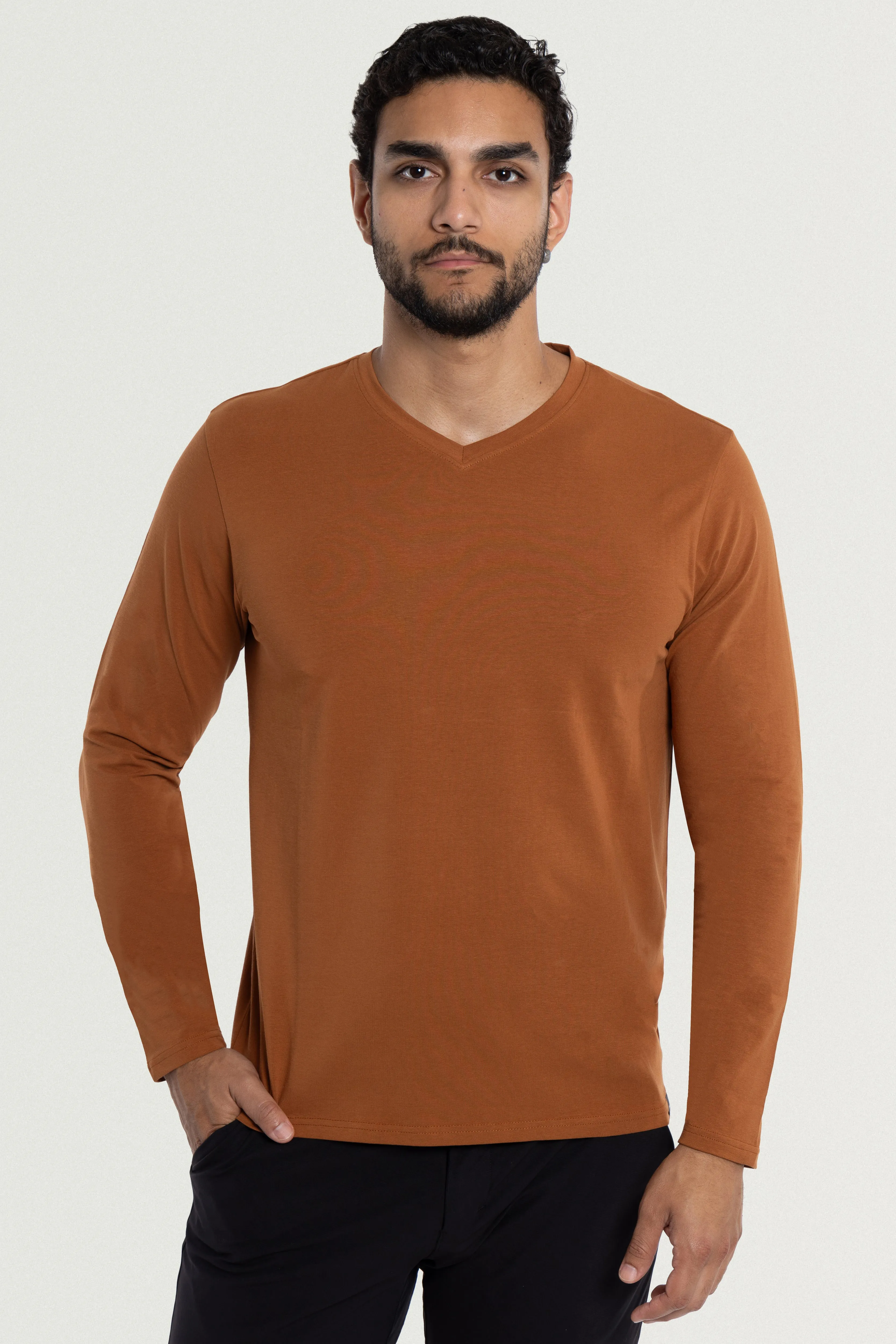 X RAY Men's Long Sleeve V-Neck Shirt