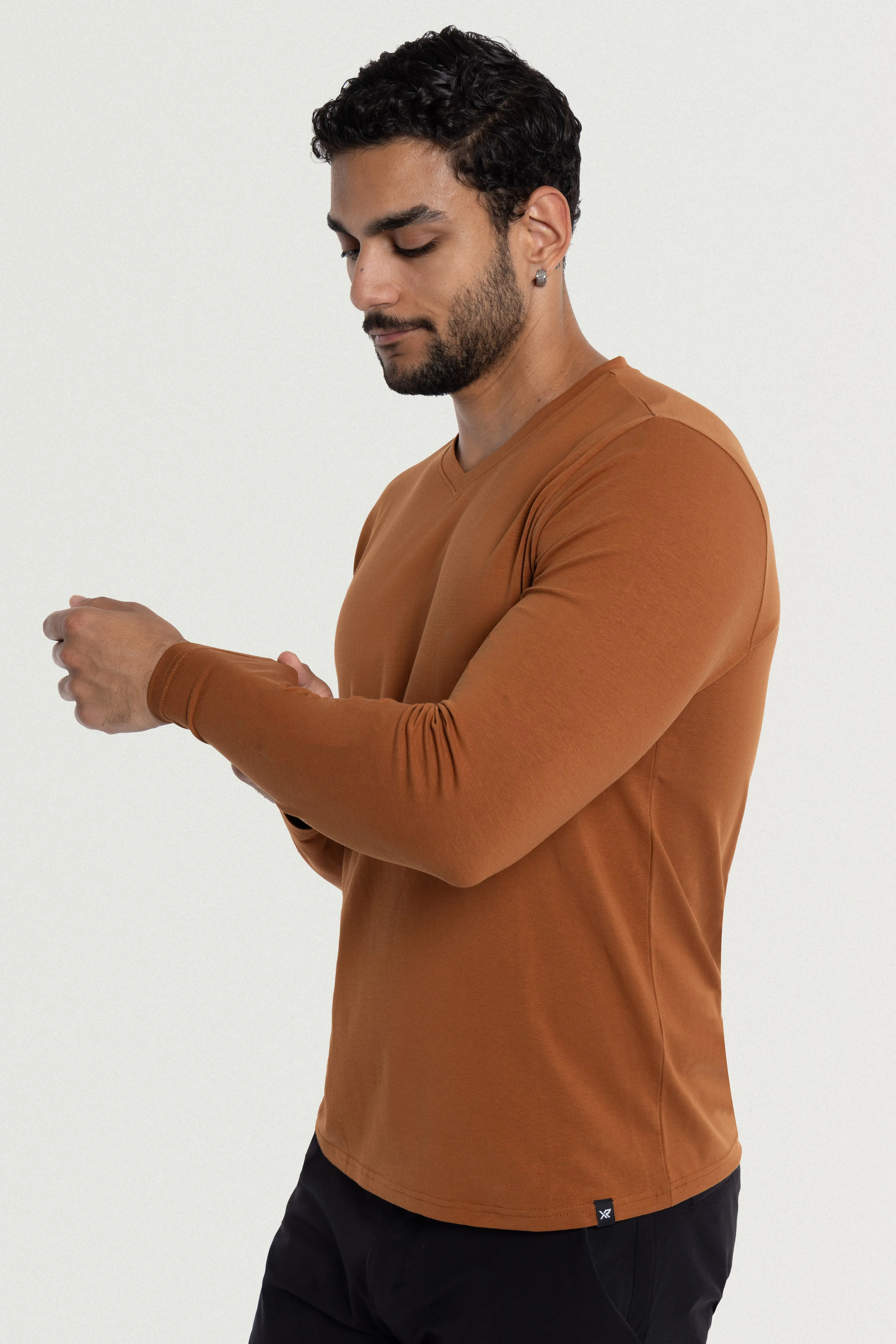 X RAY Men's Long Sleeve V-Neck Shirt