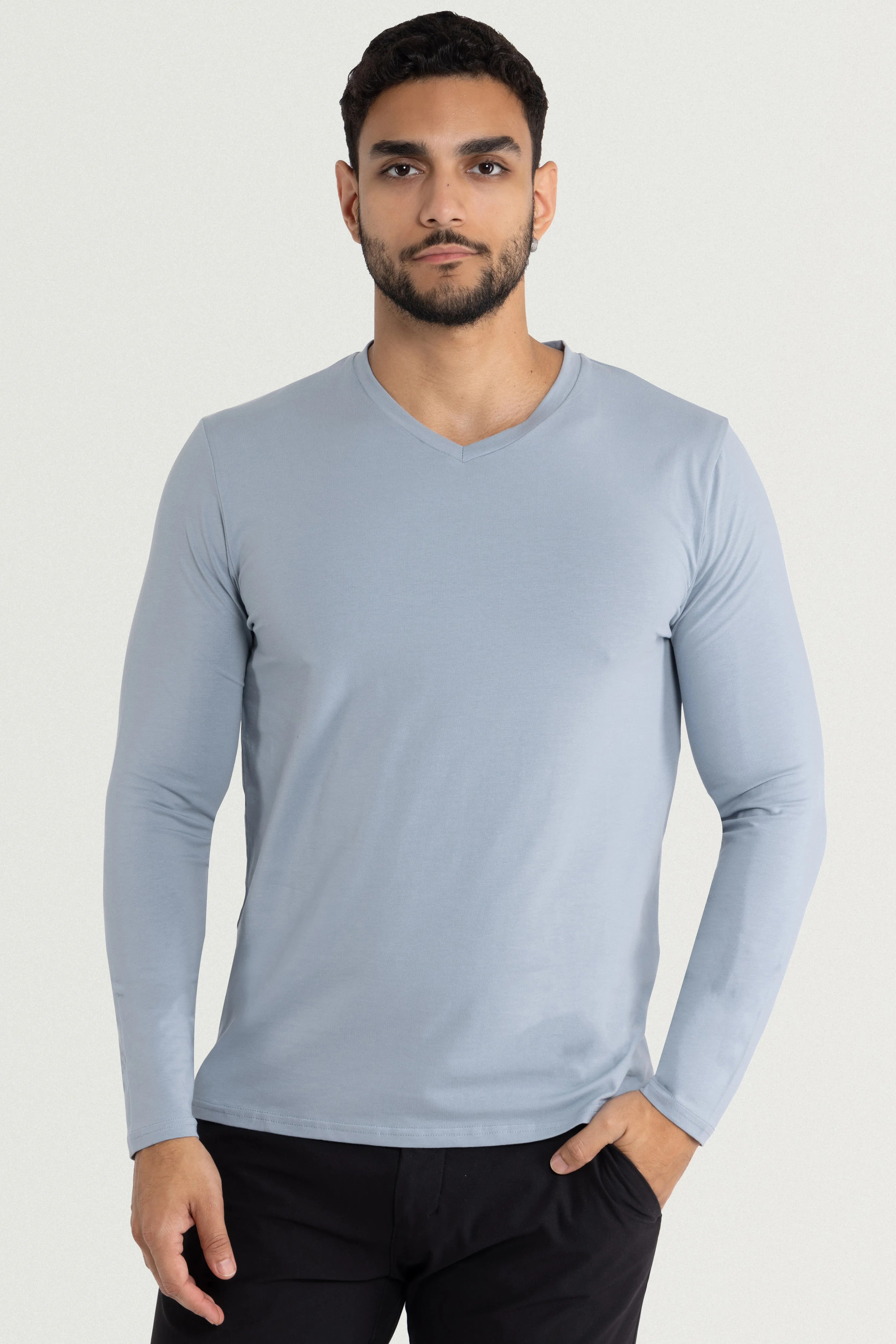 X RAY Men's Long Sleeve V-Neck Shirt