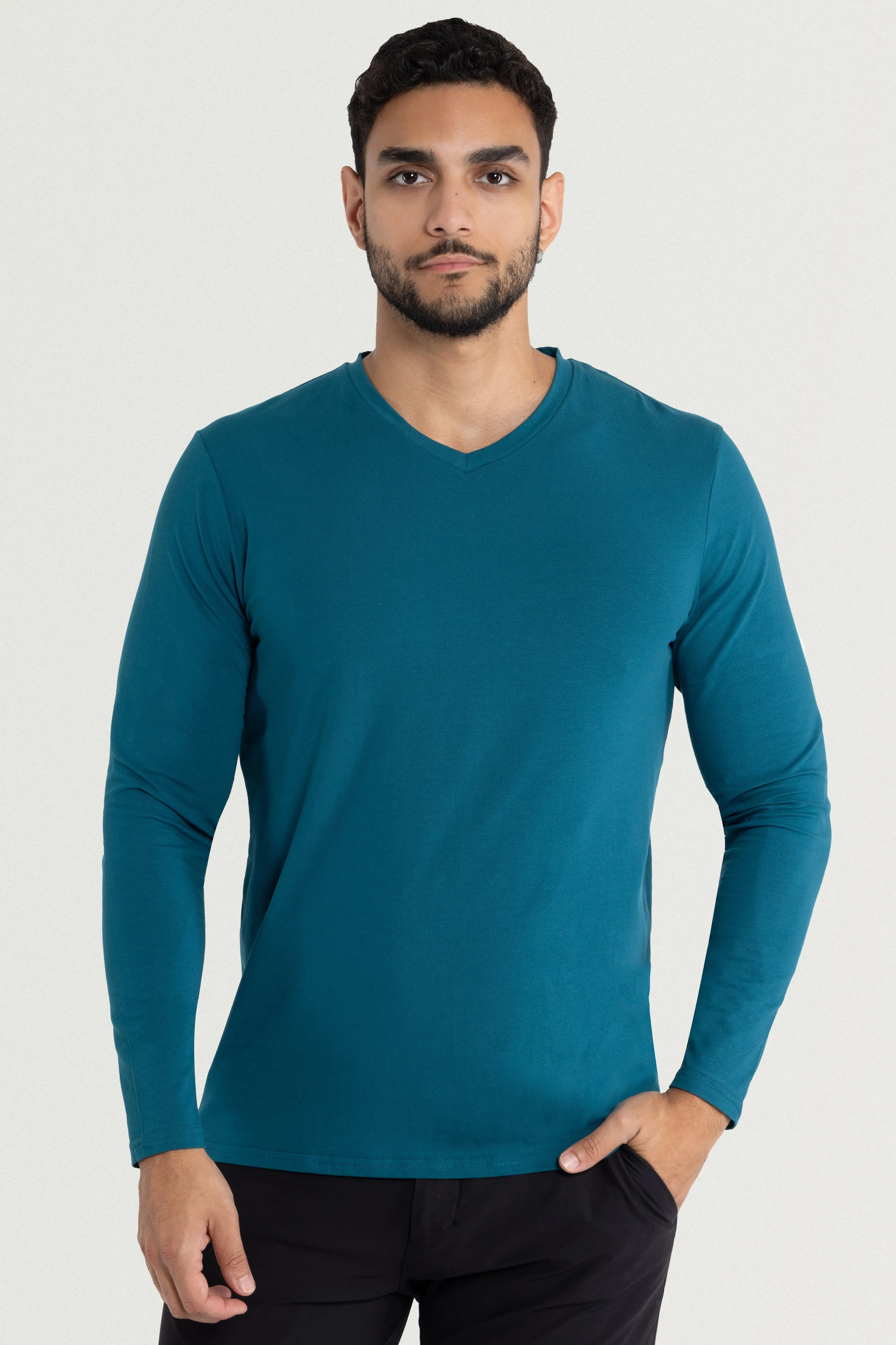 X RAY Men's Long Sleeve V-Neck Shirt