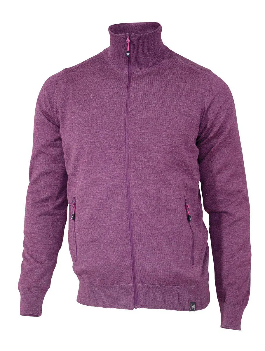 YORK FULL ZIP WINDBREAKER, 100% EXTRA FINE MERINOULL  — PURPLE